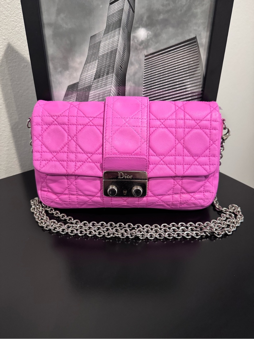 Dior Quilted Leather Chain Crossbody Pouch in Pink - Picture 6 of 12